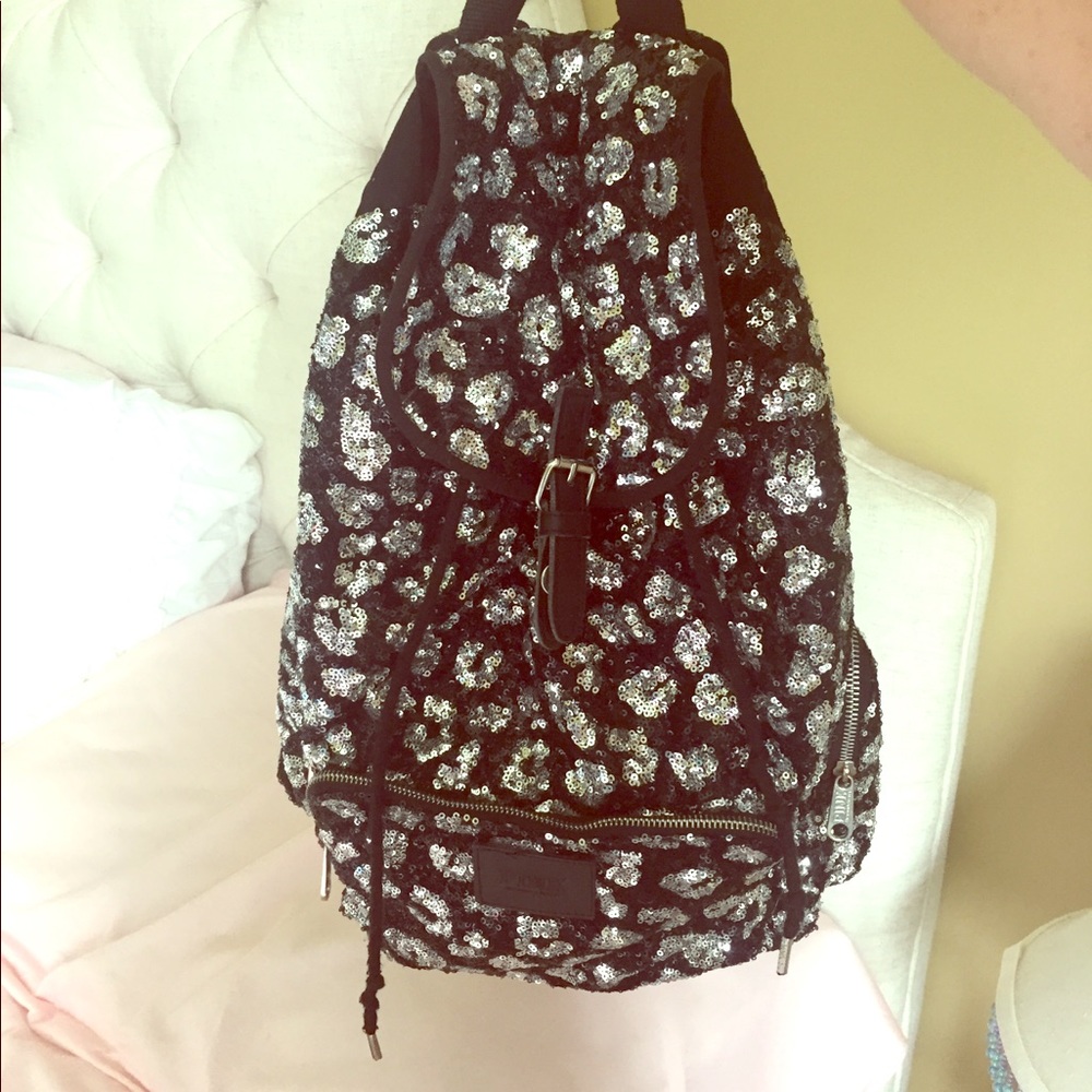 PINK Leopard Sequined Backpack